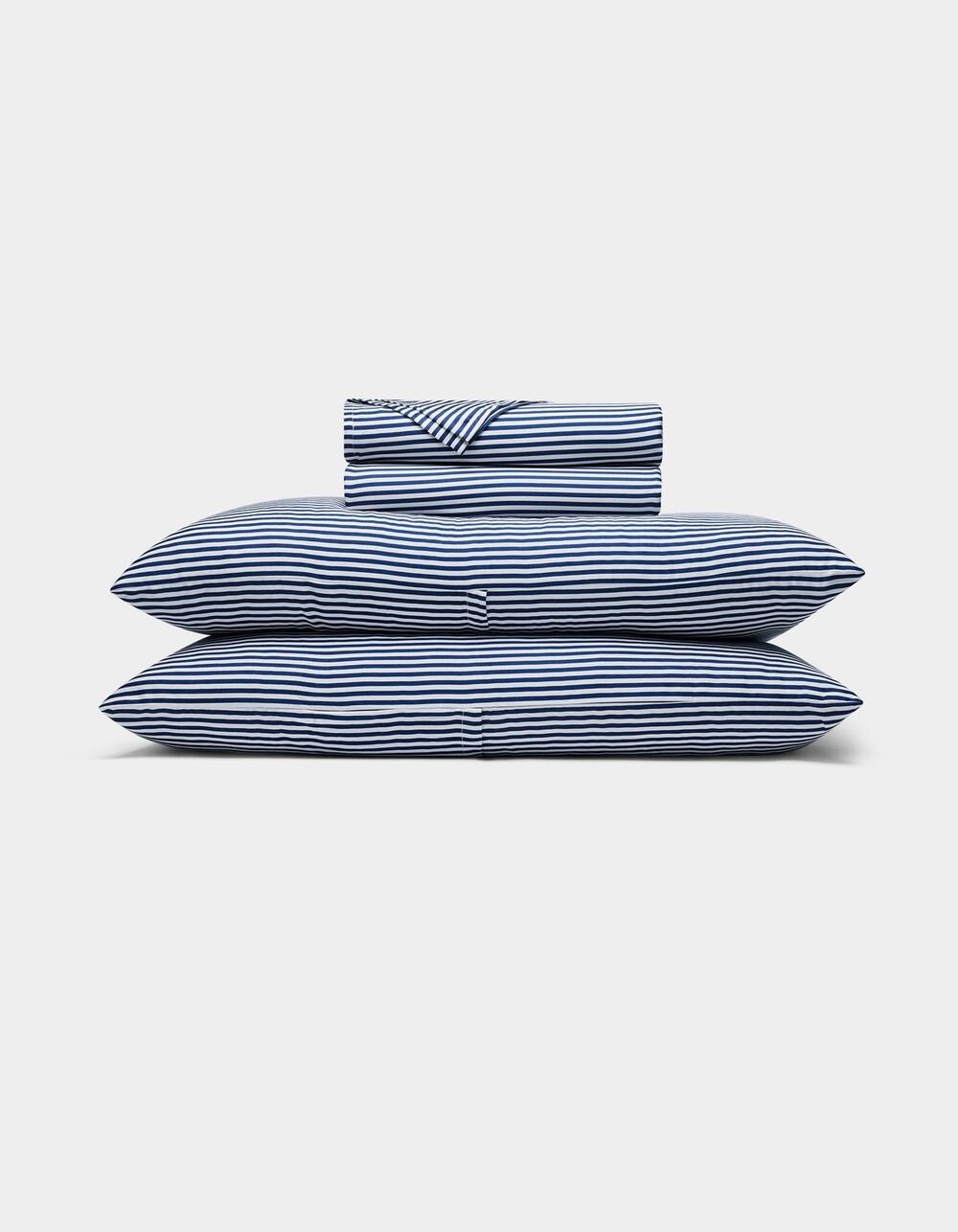 Cozy Earth Bamboo Sheet Set Queen Classic Stripe in Pacific Blue